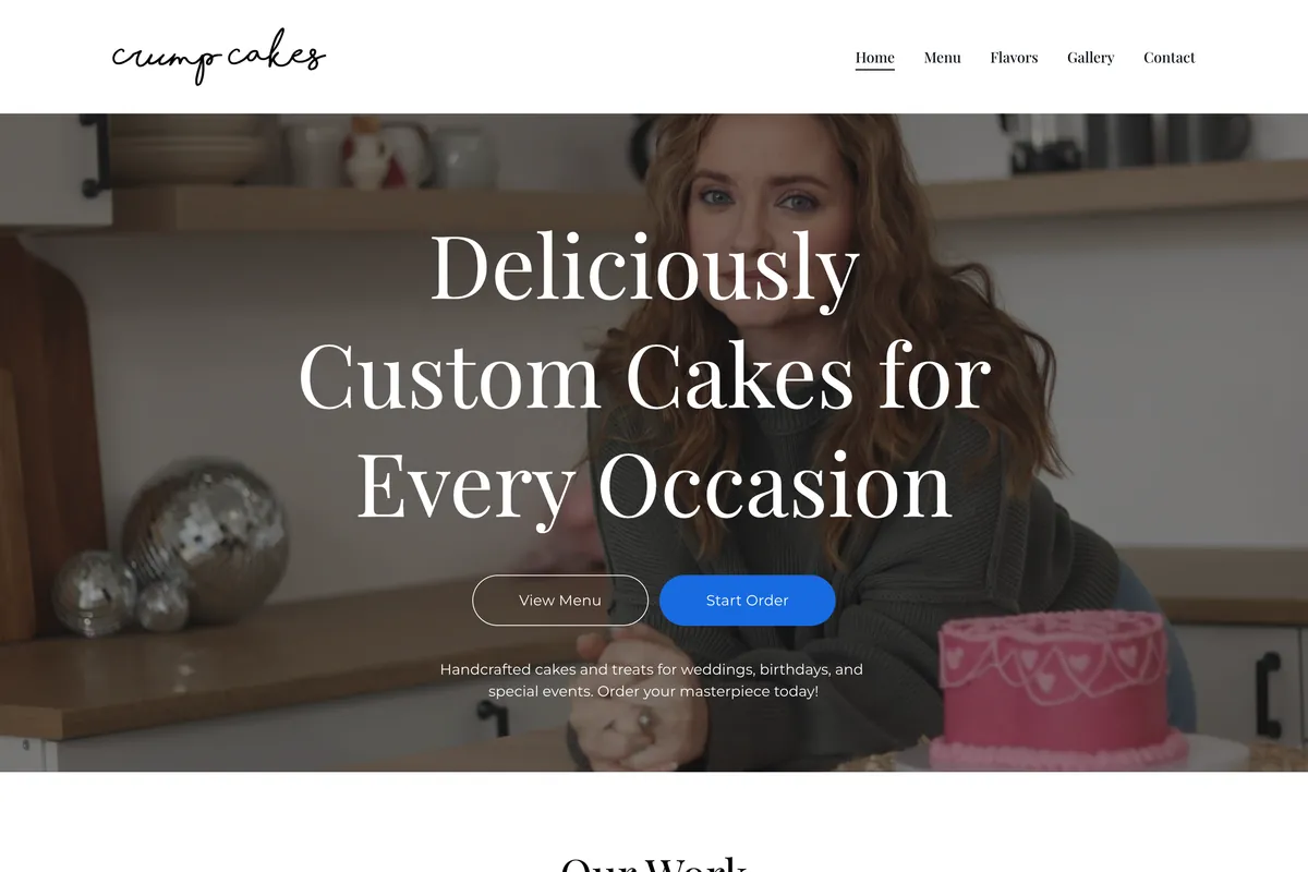 Crump Cakes Bakery desktop website
