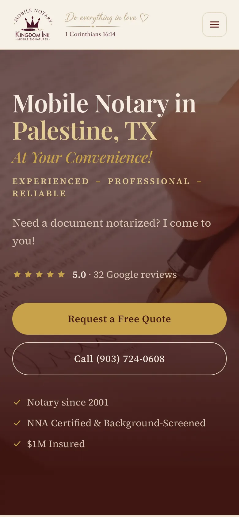 Kingdom Ink Mobile Signatures mobile website