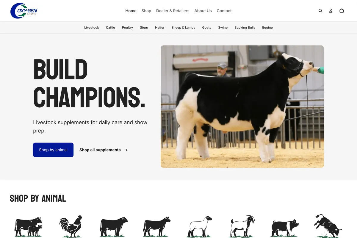 Oxygen Livestock desktop website