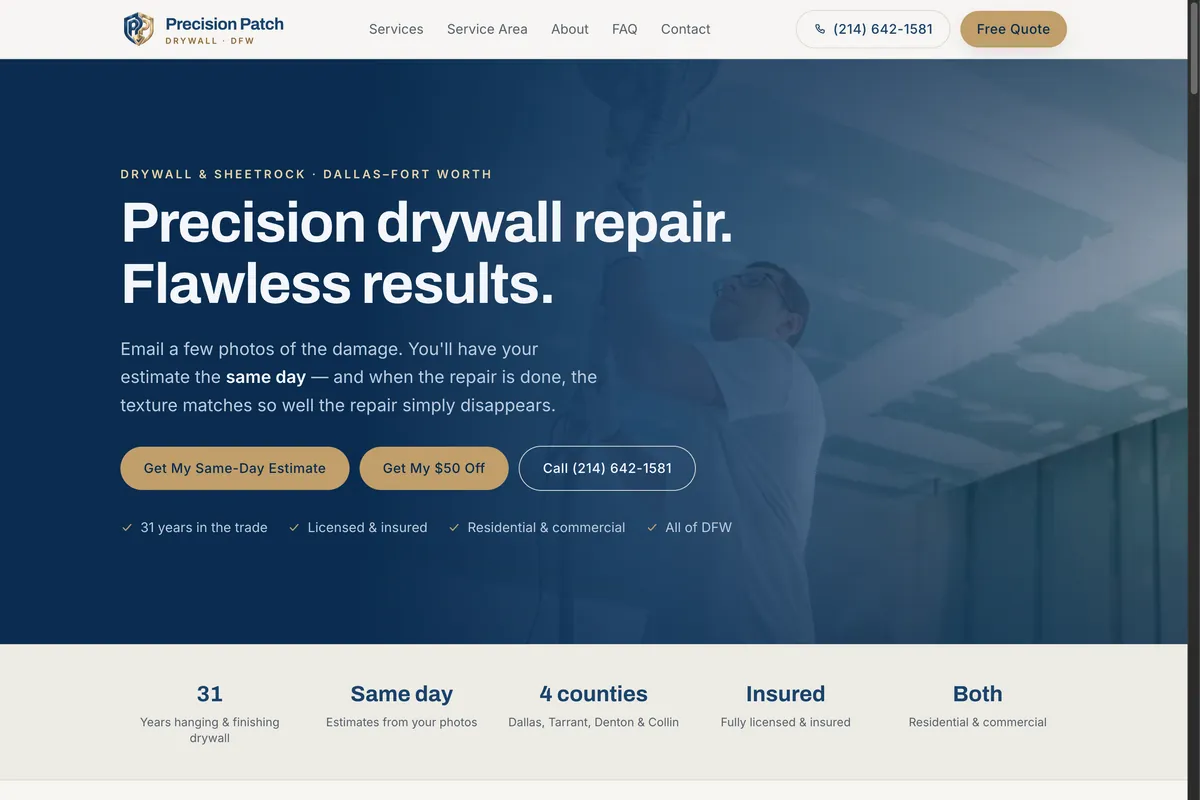 Precision Patch desktop website