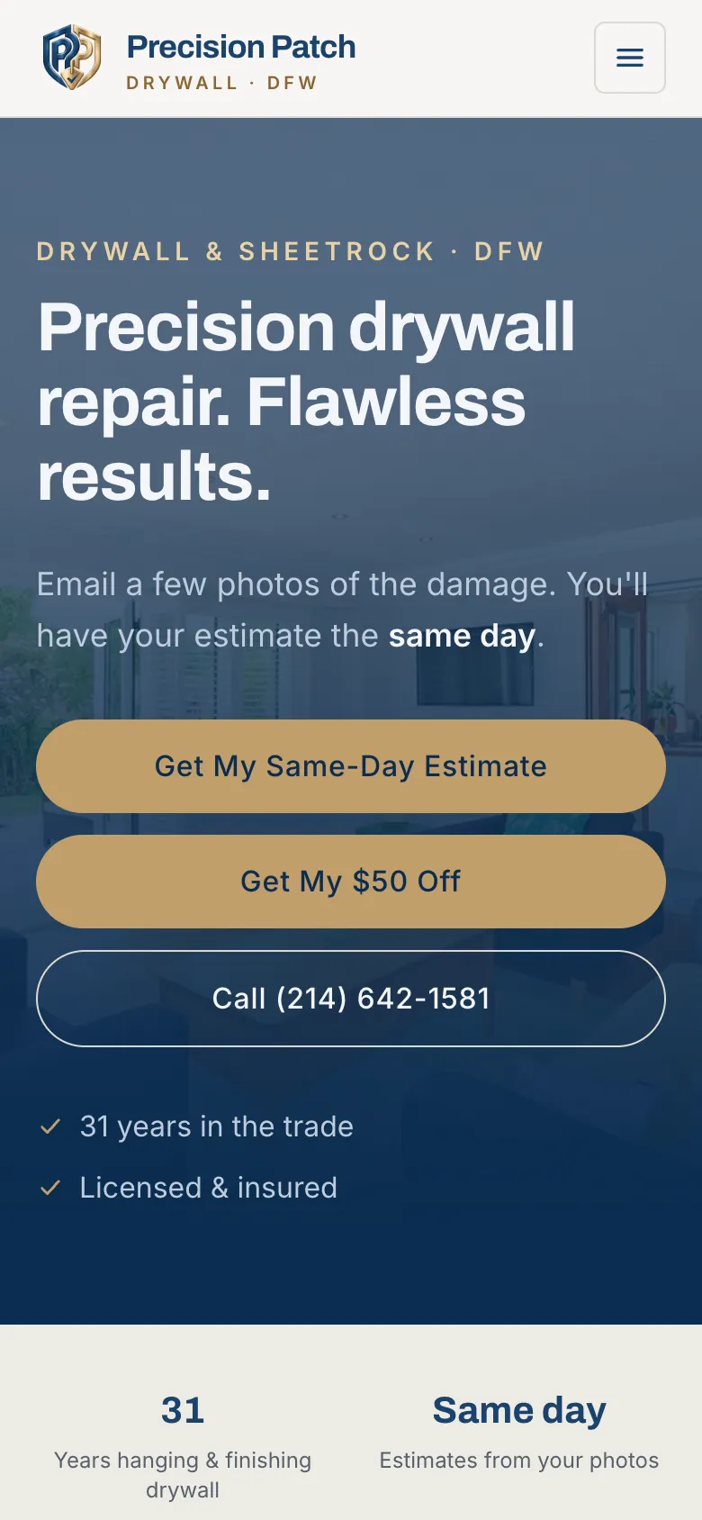 Precision Patch mobile website