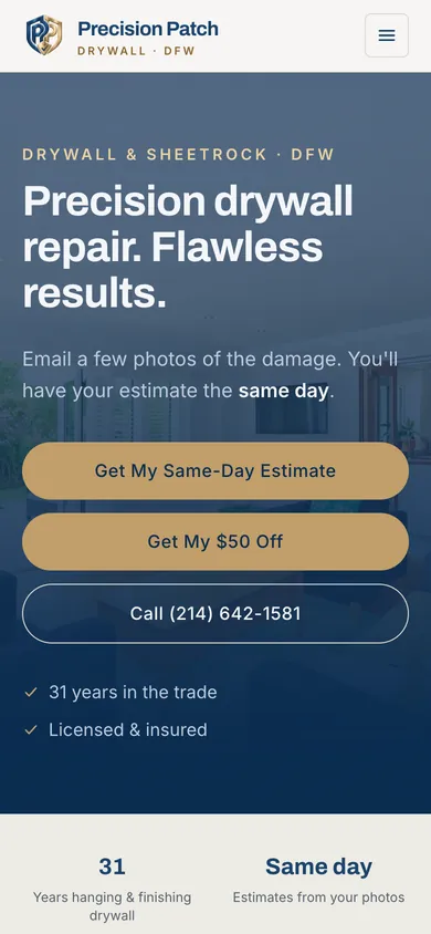 Precision Patch mobile website