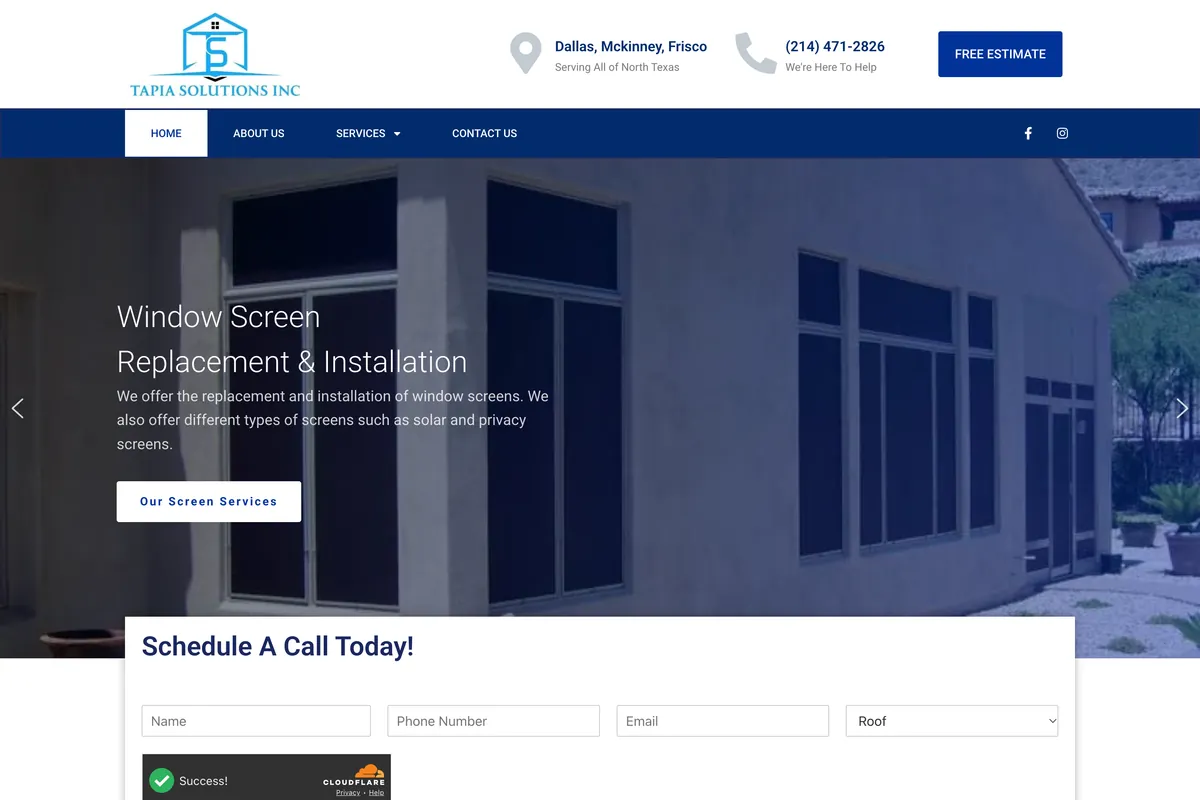 Tapia Solutions desktop website