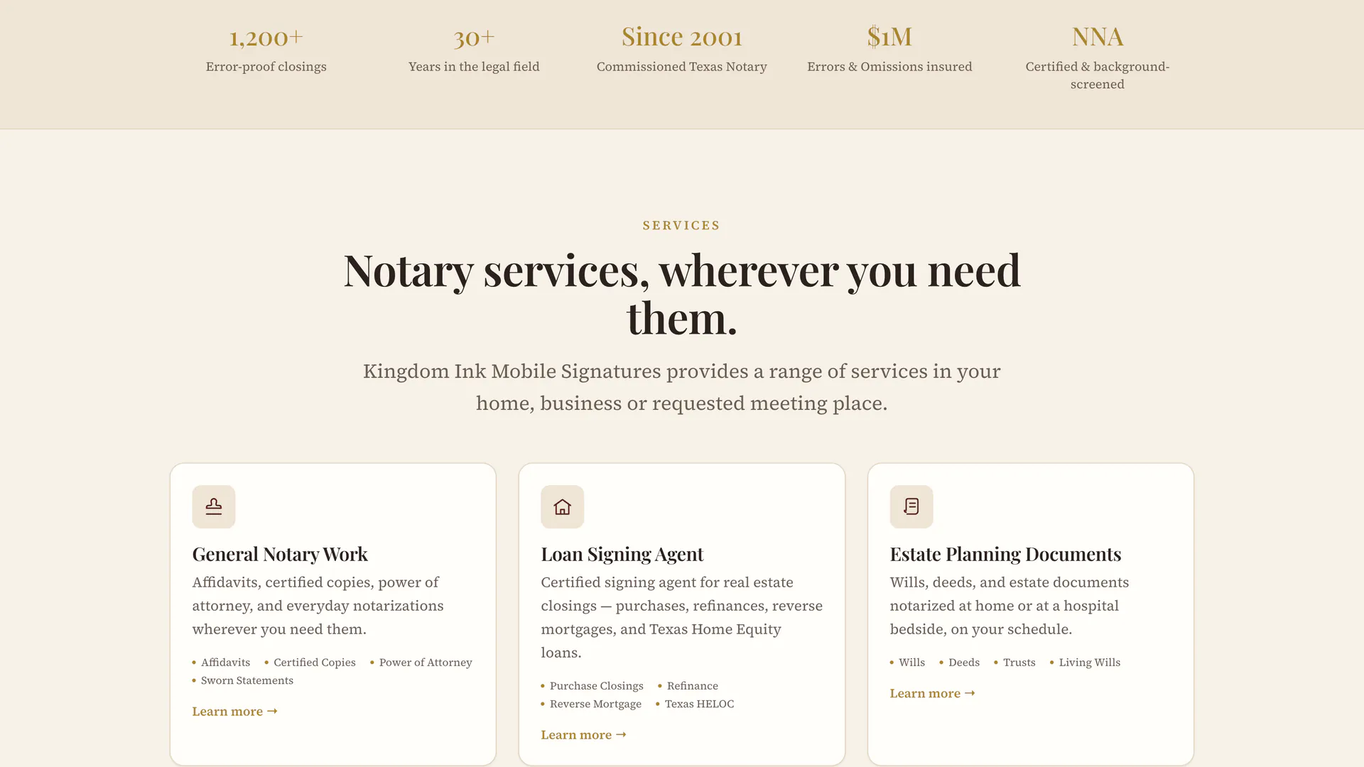 Kingdom Ink services grid